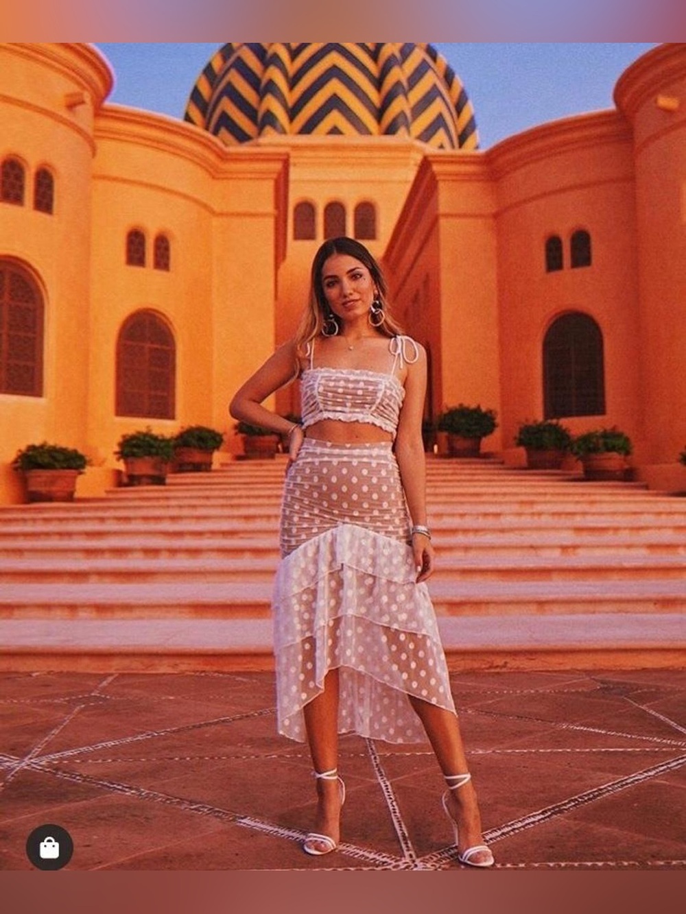 MAJORELLE Heidi Skirt White XS Sheer Swiss Dot Ruffle Asymmetrical Midi Skirt